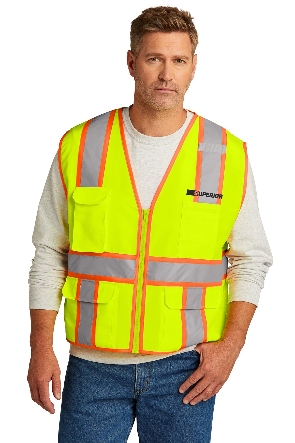 CornerStone® ANSI 107 Class 2 Surveyor Zippered Two-Tone Vest